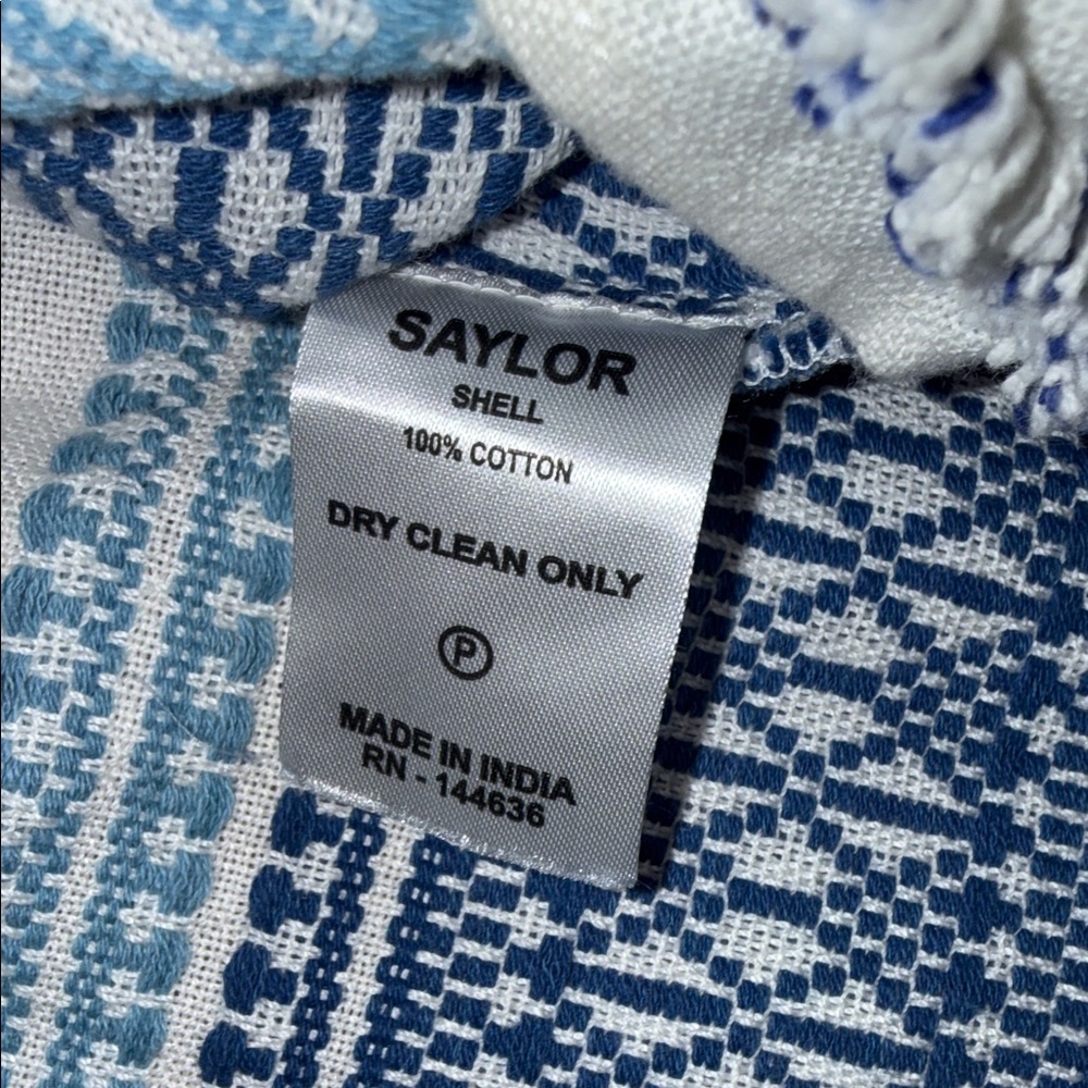 Saylor X Revovle White blue ruffle sleeve midi dress Coastal Midi Boho Size L - Picture 11 of 12